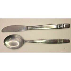 Vintage Mid-Century Modern Rostfrei Stainless Steel Flatware Spoon & Knife Set F